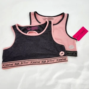 Betsey Johnson Neu mit Etikett Damen Sport BH-Paket Größe L (10/12) rosa grau Active Yoga - Bild 1 von 4
