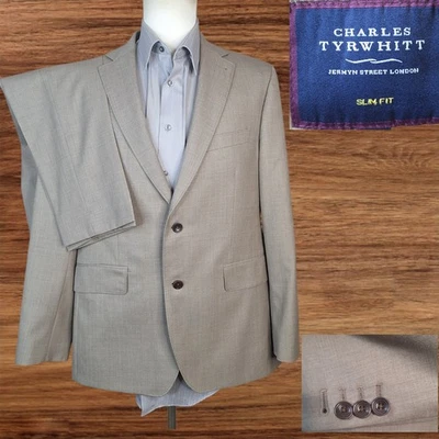 Traje Charles Tyrwhitt 2 Piezas Puños Cirujano Para Hombre 42S 34X29 Lana Marrón Claro Foto 1 de 4