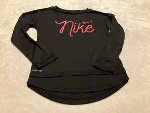 Nike Dri-fit Black & Pink Long Sleeve Athletic Top Girls Size 6 - Picture 1 of 6