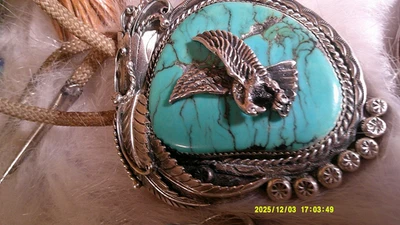 Винтажный Ray Bennett коренных американцев из чистого серебра бирюзовый орел большой - Изображение 1 из 4