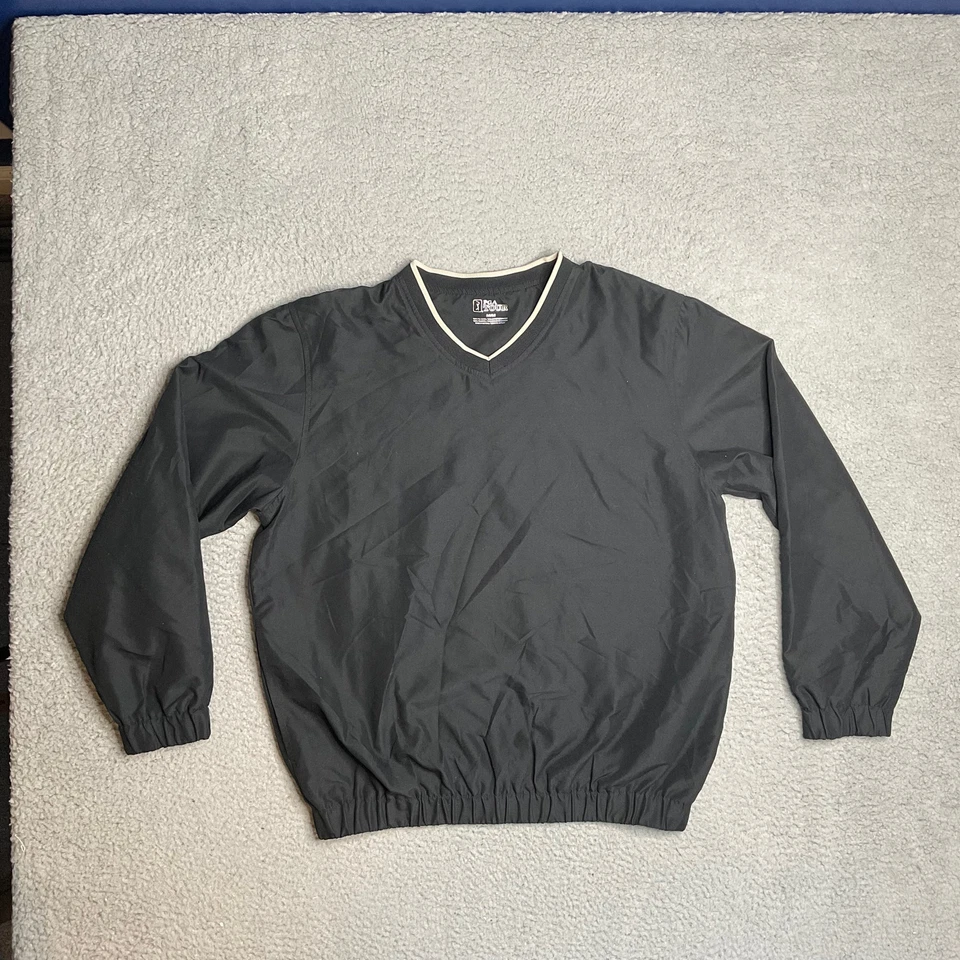 Camisa Pullover de Golf Negra Manga Larga Poliéster Pga Tour Para Hombre M Foto 1 de 4