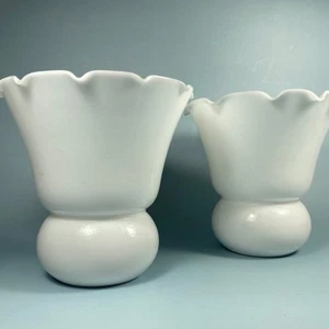 Pretty Vintage Imperial Glass Milk Glass Weighted Vases ~ Set of 2 - Picture 1 of 16