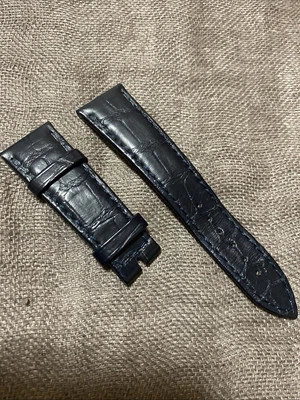 正品宝玑 20 毫米 x 16 毫米哑光深蓝色皮革表带/表带 — 第 1/4 张图片