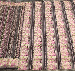 Sushila Vintage Black Abstract Saree Pure Silk Printed Soft 6 Yard Craft Fabric - Picture 1 of 9