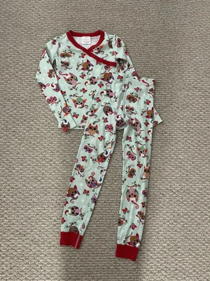 Hanna Andersson Holiday Owl Pajamas Peru V Neck 130cm 8 Girls Cotton Organic  - Image 1 of 4