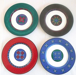 Sujetador Dansk Quiltings 4 placas de acento nueve parches flores rubí sombra Amish esmeralda - Imagen 1 de 12