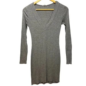 VTG Medium A'Gaci Form Fitting Ribbed V Neck Sweater Dress Y2K  - Picture 1 of 7