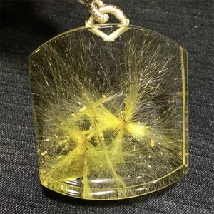 Colgante de pulido de cristal de cuarzo rutilado oro natural 41,2 g Reiki - Imagen 1 de 6