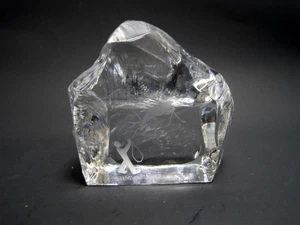 Fermacarte vintage Reijmyre svedese cristallo arte vetro iceberg renna Lapponia - Foto 1 di 4