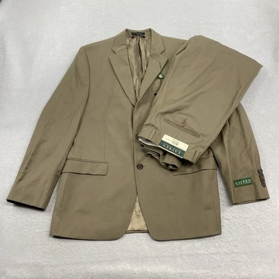Traje Lauren Ralph Lauren Para Hombre 42R Chaqueta 34x32 Pantalones Marrón Lana Ultraflex Foto 1 de 4