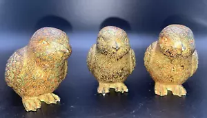 Trio of Golden/Copper Bird Figurines, Patina Effect 71A-1163N - Picture 1 of 8
