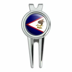 Samoa Americana Territorio de Estados Unidos Bandera Golf Divot Herramienta de Reparación y Marcador de Pelota - Imagen 1 de 4