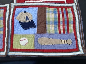 5pc Pottery Barn Kids Patchwork Sports Quilt Blue Multicolor Heavy Full Double - Picture 1 of 23