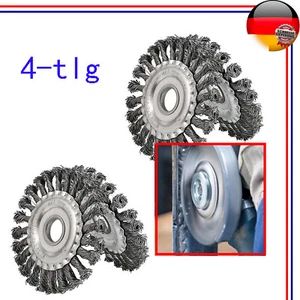 4X Drahtbürste Für Flex, Winkelschleifer Ø100mm X 16mm Gezopft Scheibenbürste - Bild 1 von 18