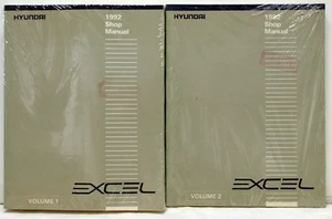 Hyundai Excel 1992 fabricante de equipos originales de tienda de dos volúmenes/manuales de servicio - P/N ZS 910407/910457 - Imagen 1 de 3
