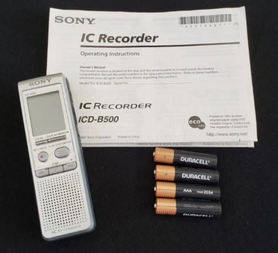 SONY ICD-B500 IC RECORDER DIGITAL VOICE RECORDER + 4 AAA BATTERIES ~ TESTED - Image 1 of 4