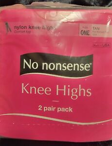 No Nonsense Nylon Knee Highs, 2 Pair Pack, One Size, Nude