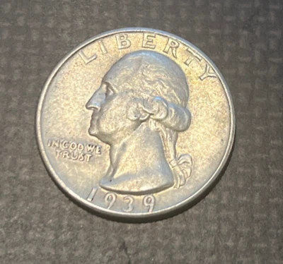 1939 D/S Washington Silver Quarter Error Nice Circulated Condition - Image 1 of 4
