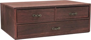 Wood Desktop Organizer Wooden Storage Cabinet with 3 Drawers Tabletop Counter - Picture 1 of 12