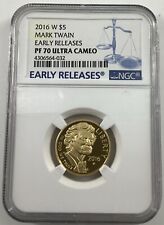 2016-W $5 GOLD MARK TWAIN NGC CERTIFIED PF 70 ULTRA CAMEO EARLY RELEASES PERFECT