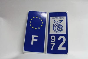 2 stickers REFLECHISSANTS département 972 + F MARTINIQUE - Picture 1 of 7