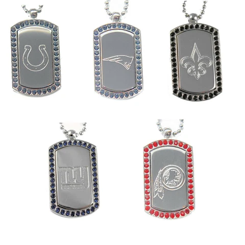crystal dog tag necklace charm pendant NFL PICK YOUR TEAM Cover
