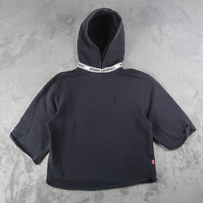 Opening Ceremony Black Short Sleeve Banded Hoodie Size Small S Crop Sweatshirt - Image 1 of 4