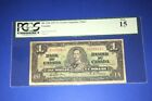 PCGS Currency Graded Bank Of Canada $1 Banknote 1937 Pic21b Fine15