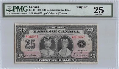 Canada / Commemorative  $25  5.6.1935   BC-11  Series  A  Circulated Banknote - Image 1 of 2