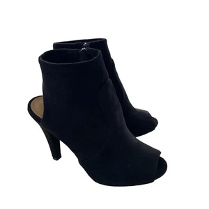 Michael Kors schwarze Wildlederimitat-Booties offene Zehenpartie Größe 6,5 - Bild 1 von 8