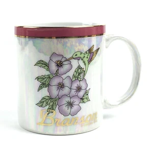 BRANSON Missouri Coffee Cup Mug Hummingbird Floral Souvenir Iridescent - Picture 1 of 8