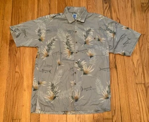 Hook & Tackle Mens Medium Fishing Shirt Button Up Down Short Sleeve Green - Picture 1 of 5