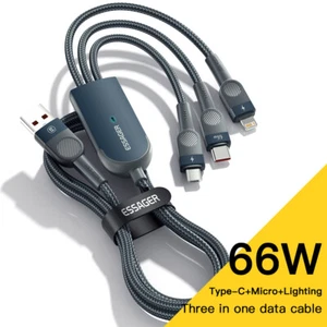 66W 3 in 1 USB Type-C Fast Charging Cable Micro USB Charger For iPhone Samsung - Picture 1 of 11