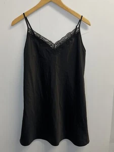 Secret Treasures Women's S Black Satin Lace Detail Slip dress Nightgown - Picture 1 of 5