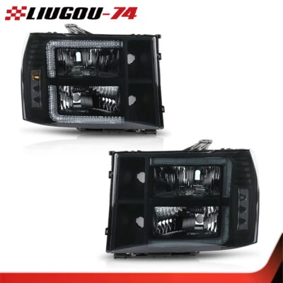 Faros faros aptos para GMC Sierra 1500 2500HD 3500HD 2007-2014 negro humo Foto 1 de 4