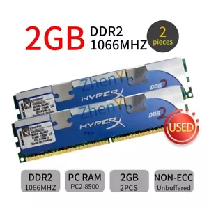 Kingston HyperX 4GB (2x 2GB) KHX8500D2/2G PC2-8500U DDR2 1066MHz PC Desktop RAM - Picture 1 of 9