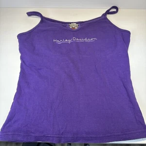 Y2K Harley Davidson Purple Tank Top with charm Sz L Myrtle Beach Excellent - Picture 1 of 17
