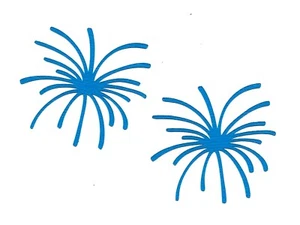 PREMADE SCRAPBOOK-PAPER PIECING-ACCENT PIECES-4th OF JULY-2 FIREWORKS-BLUE - Picture 1 of 1