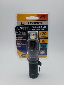 LUX PRO LP830C Focusing LED Flashlight 120 Lumens 50m Beam Water Resistant Black