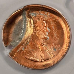 1998 ANACS MS64RD Huge Broadstruck Indent Lincoln Cent Mint Error Double Profile - Picture 1 of 4