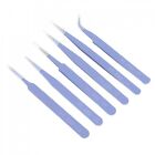 Przises 6 teiliges Set aus Edelstahl Pinzetten mit geraden gebogenen Spitzen