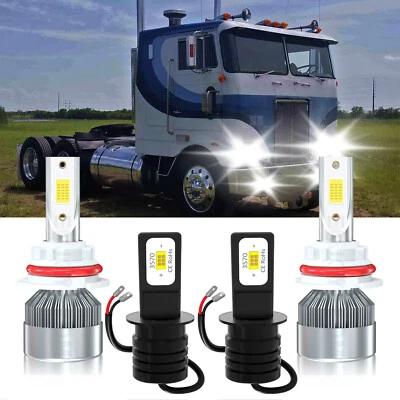 For Peterbilt 352 1988-1988 4x Combo LED Headlight Hi/Lo Bulb + Fog Lamp 6000K - Image 1 of 4