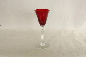 VINTAGE MORGANTOWN GLASS SPANISH RUBY RED # 7690 MONROE STEM 1 OZ. CORDIAL - Picture 1 of 9