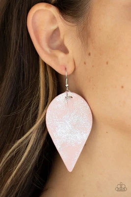 Paparazzi ENCHANTED SHIMMER pink earrings 🩷🩶🩷🩶 Grey Glitter On Them - Image 1 of 2