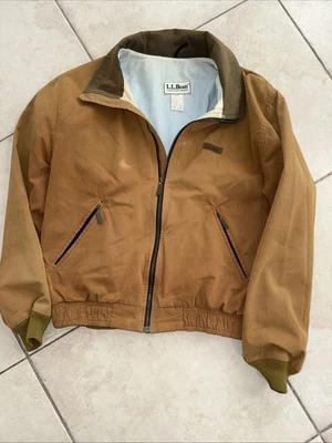 Vintage LL Bean Freeport Maine Zip up Jacket 100% cotton Chestnut Brown  - Image 1 of 4