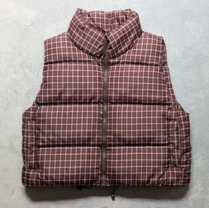 Chaleco acolchado Madewell CROPPED para mujer grande rojo a cuadros cremallera completa Primaloft  - Imagen 1 de 12