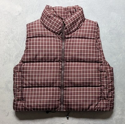 Chaleco acolchado Madewell CROPPED para mujer grande rojo a cuadros cremallera completa Primaloft  Foto 1 de 4