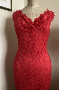 New Jessica Red Lace Fitted Dress Size 14 - Picture 1 of 8