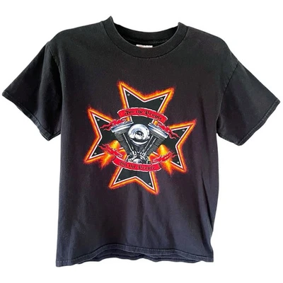 YOUTH Vtg Iron Cross For the People By the People Biker Moto Tee Shirt YOUTH L - Image 1 of 4