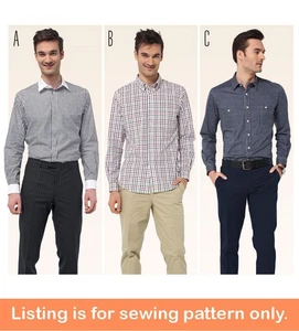 PATRÓN DE COSTURA Hombre Ropa Camisa Abotonada Mangas Largas Bolsillos 6874 - Imagen 1 de 3